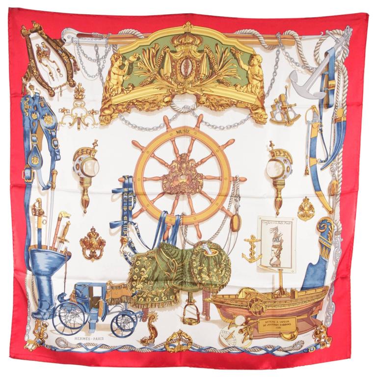 HERMES PARIS Vintage Silk Scarf MUSEE 1962 Philippe Ledoux For Sale at ...
