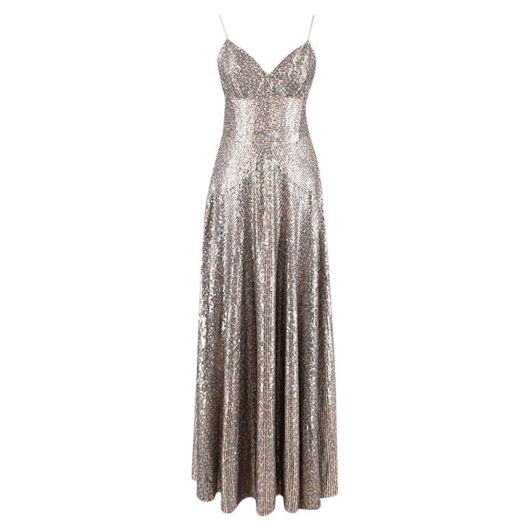 Dior Sequin Embellished Silk Gown For Sale