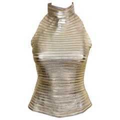 Iconic Maasai Jitrois top in golden lambskin leather