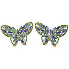 Yves Saint Laurent YSL Vintage Massive Jewelled Butterfly Clip-On Earrings
