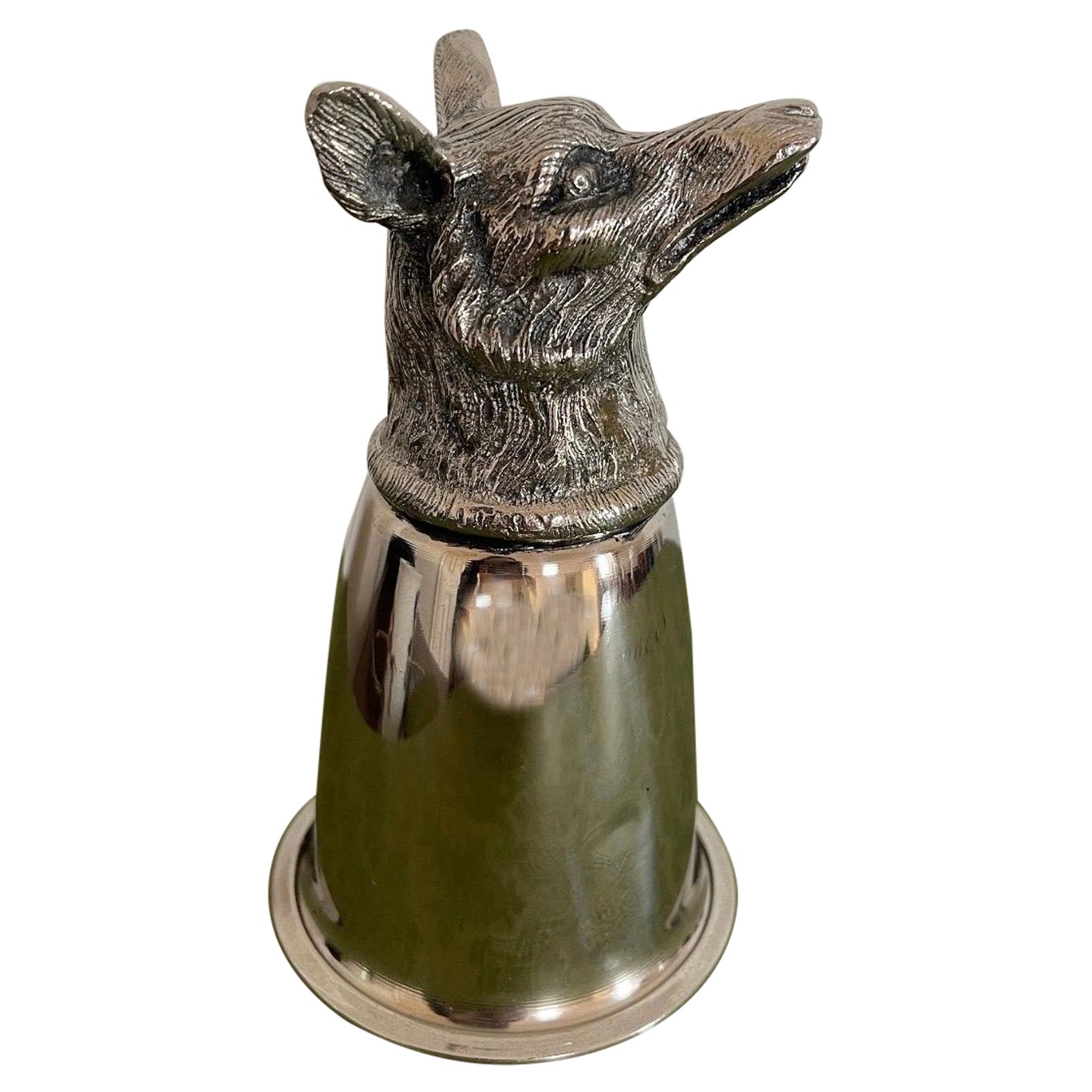 Authentic Vintage Gucci fox head silver stirrup cup