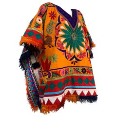 Torso Creations Art-To-Wear Woven & Embroidered Sarape  Poncho in Vivid Colors