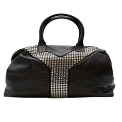 Black Studded Leather Easy Y Tote