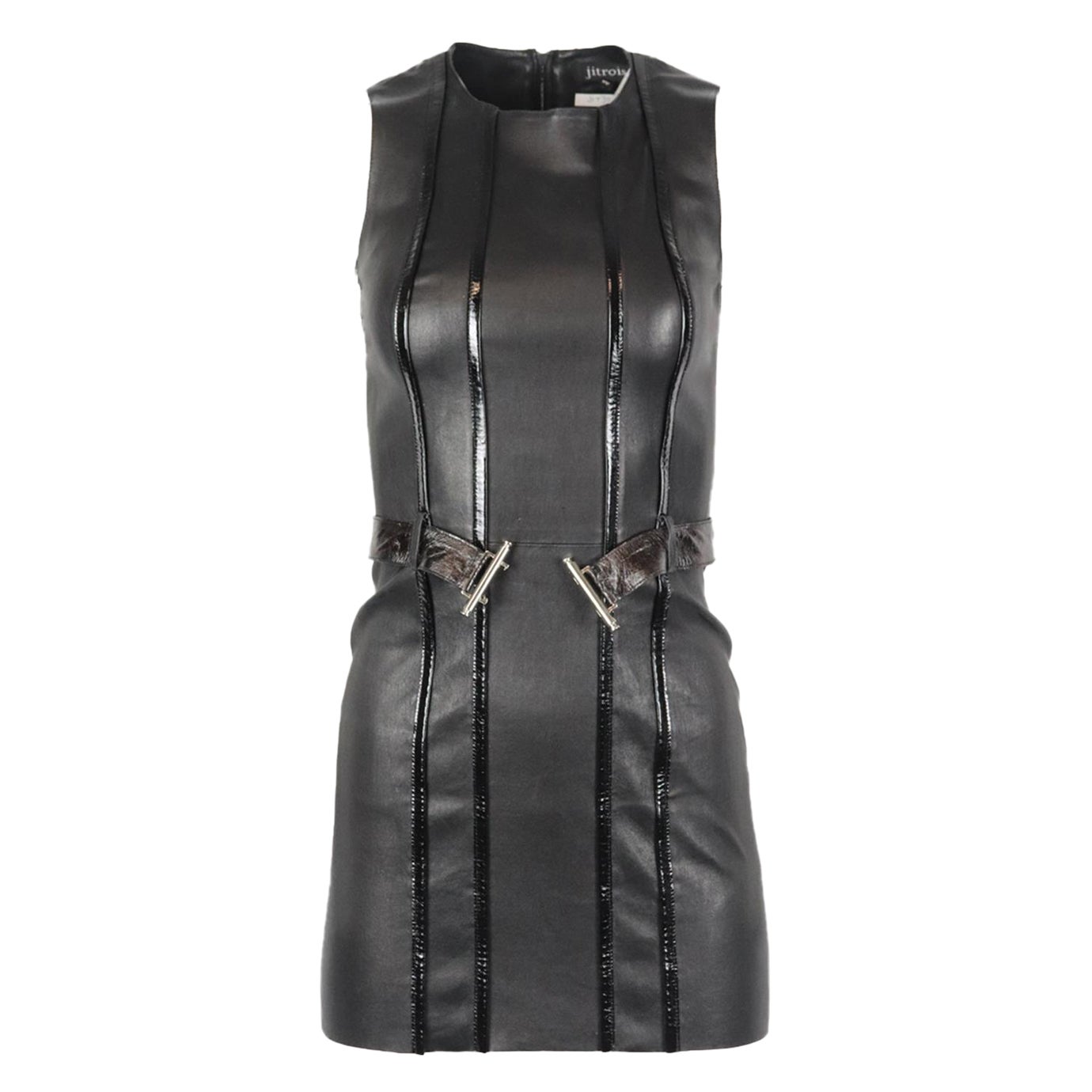 Black Leather Panel Sculptural Dress