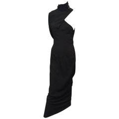 Retro Ann Demeulemeester Black Asymmetrical Cut-Away Gown 
