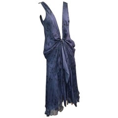Donna Karan Cobalt and Royal Blue Silk Chiffon Slip Dress