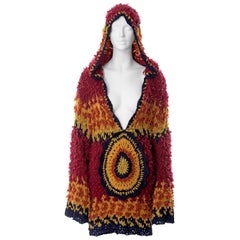 Jonn Galliano oversized shaggy knitted sweater dress with hood, fw 2002
