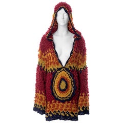 Jonn Galliano - Robe pull en maille évasée surdimensionnée avec capuche, automne-hiver 2002