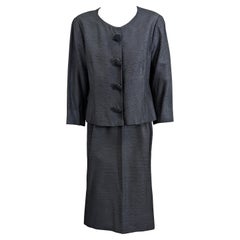Timeless Cristobal Balenciaga Haute Couture Ribbed Silk Suit
