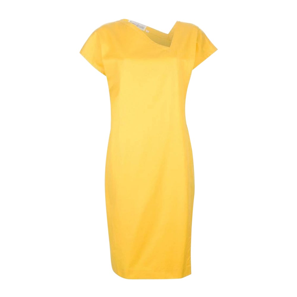 Gianni Versace Vintage yellow cotton 80s midi dress For Sale