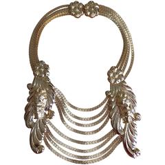 Judith Leiber Grand Gold Tone Baroque Multi Chain Necklace