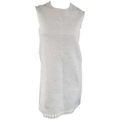 BALENCIAGA Size 4 White Textured Cutout Sleeveless Shift Dress