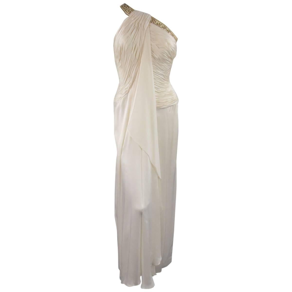 MICHAEL CASEY Cream & Gold Grecian Gown - Size 6 