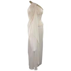 MICHAEL CASEY Cream & Gold Grecian Gown - Size 6 