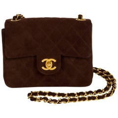 Chanel Brown Suede Mini Classic Flap