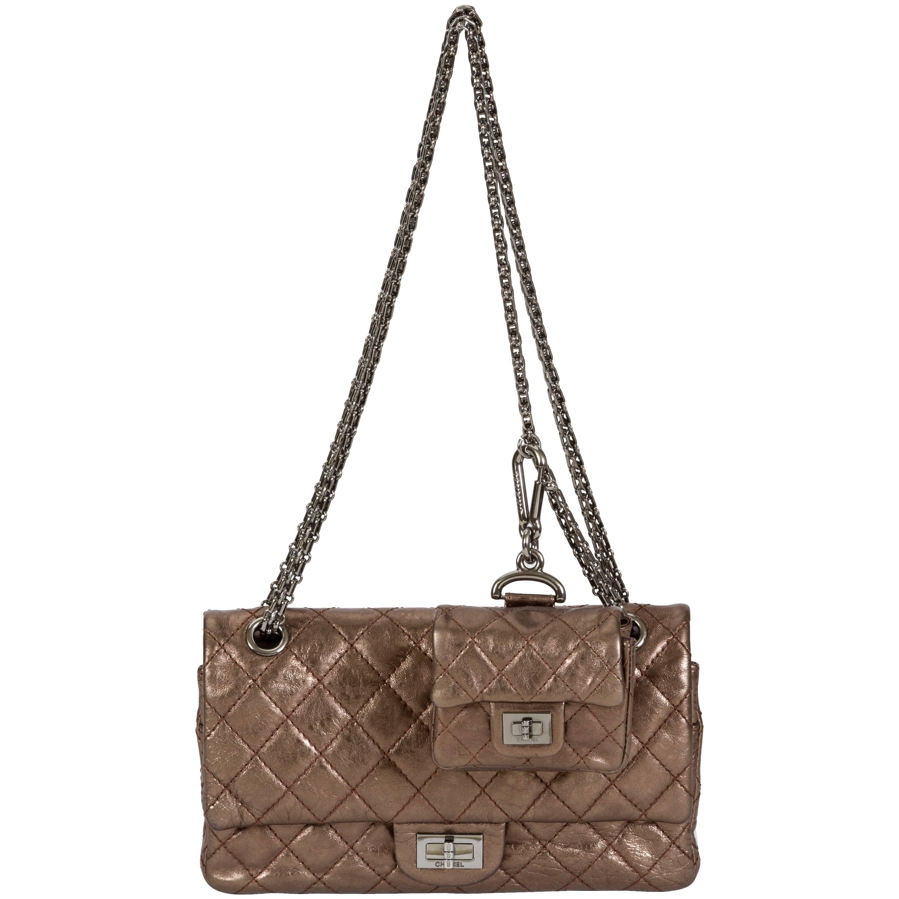 Chanel Bronze Double Flap w/ Charm