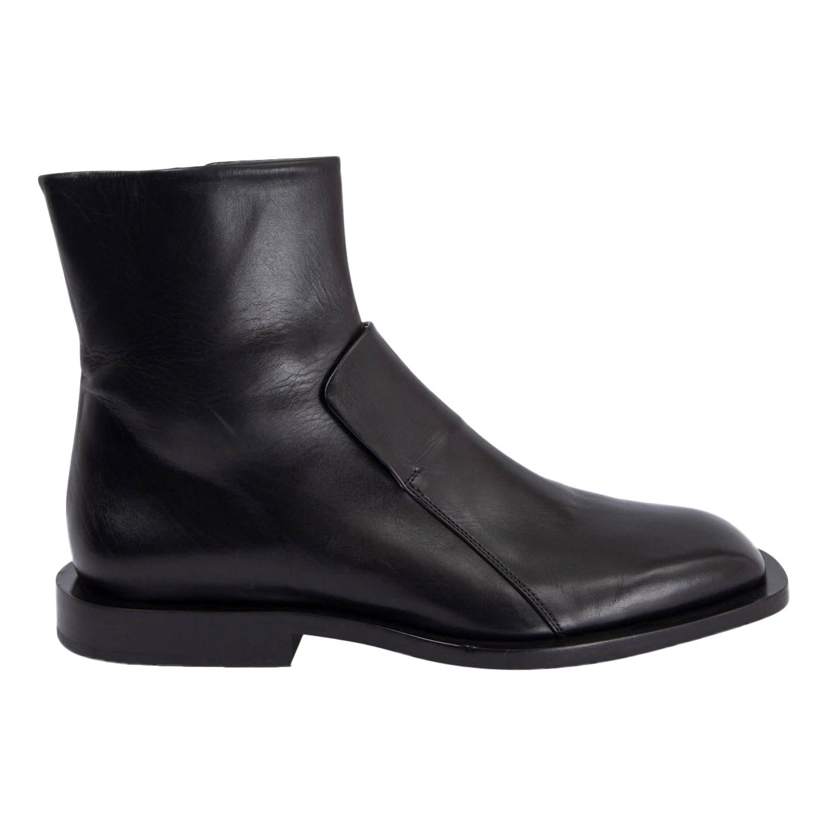 JIL SANDER black leather FLAT ANKLE Boots Shoes 39 For Sale