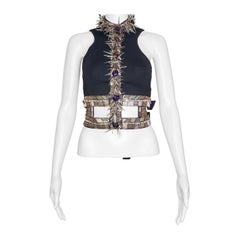 F/W2013 L#39 NEW VERSACE PURPLE T-STRAP EMBELLISHED HARNESS with CRYSTALS 40 - 6