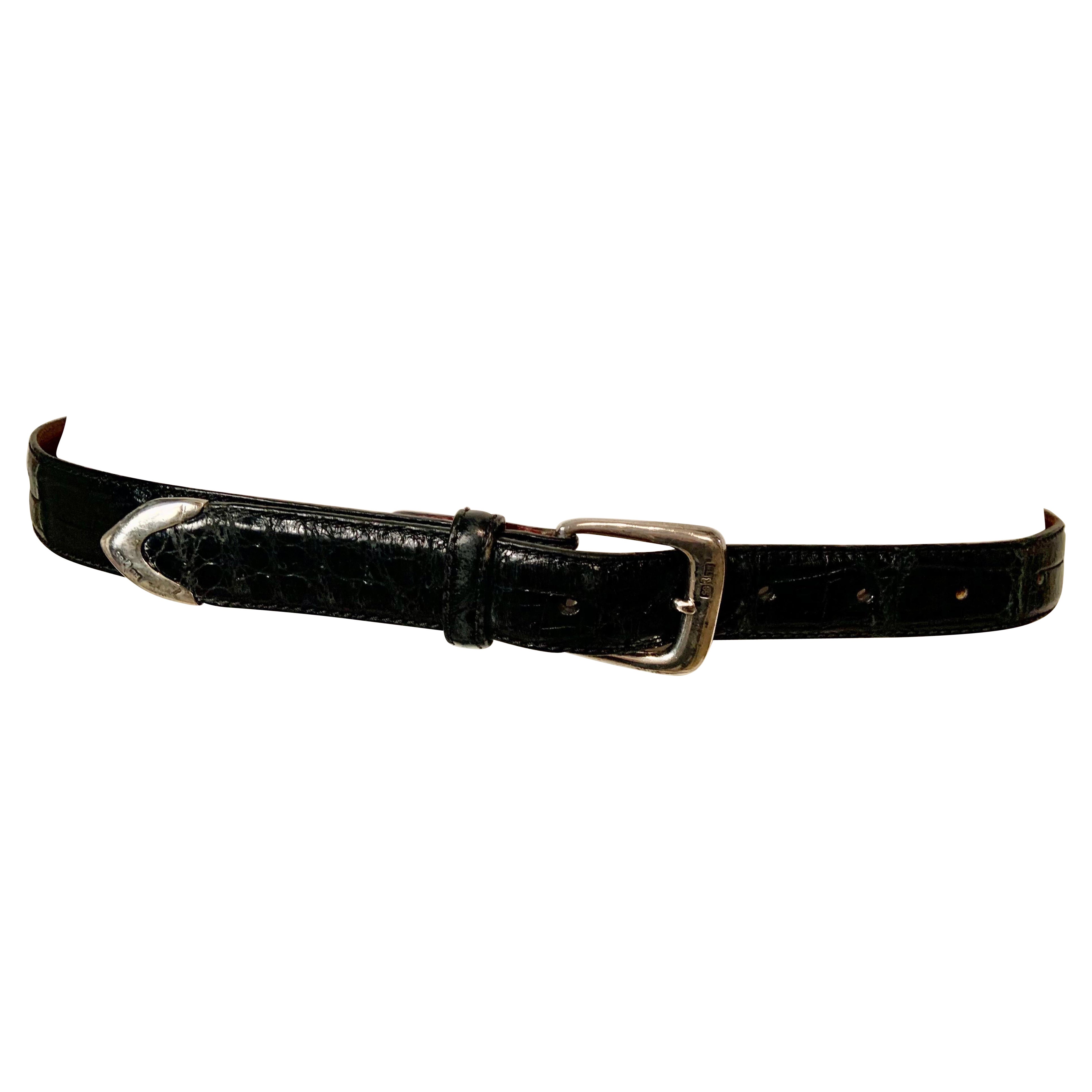 Kieselstein-Cord Shiny Black Alligator Belt - Ann's Fabulous Closeouts