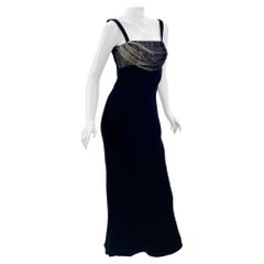 90-s Vintage Gianni Versace Couture Embellished Black Gown