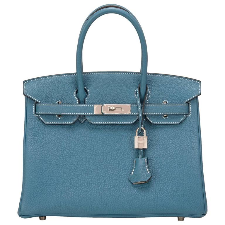Hermes SO Horseshoe Stamped Bi-Color Blue Jean and Gris Perle Togo ...
