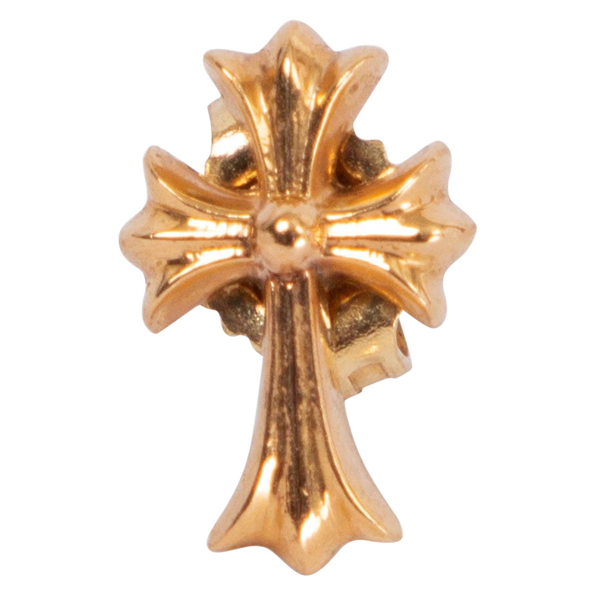 CHROME HEARTS 22K yellow gold TINY BABY FAT CROSS STUD Earring For Sale