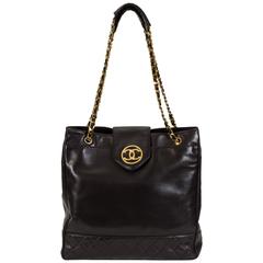 Chanel 1990's Black Lambskin Oversize Day Bag