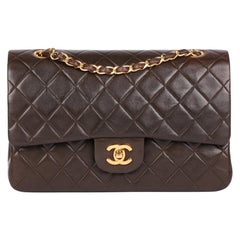 CHANEL Brown Quilted Lambskin Vintage Medium Classic Double Flap Bag