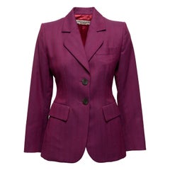 Yves Saint Laurent Magenta Wool Pinstriped Blazer