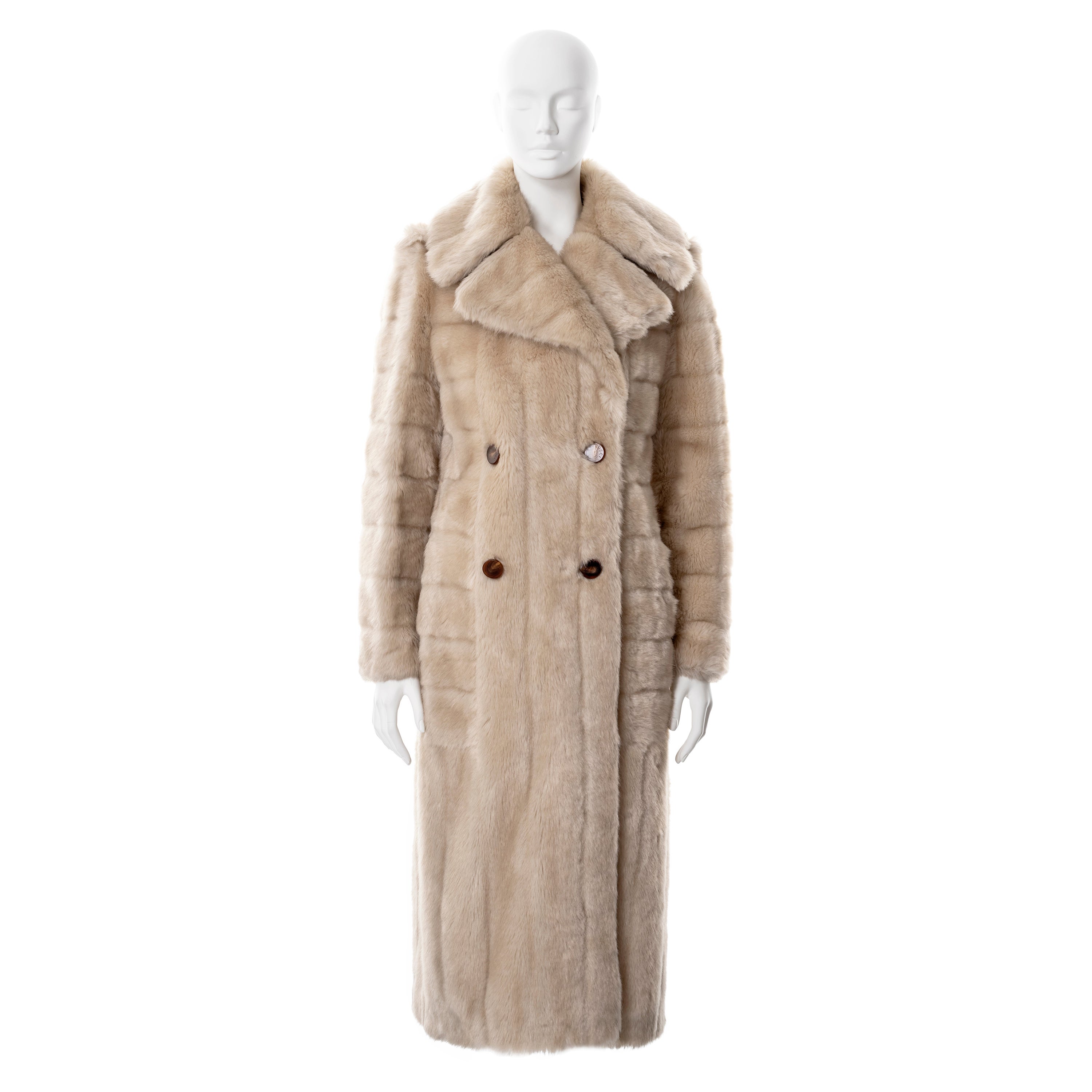 Gucci by Tom Ford cream faux fur double-breasted coat, fw 1996