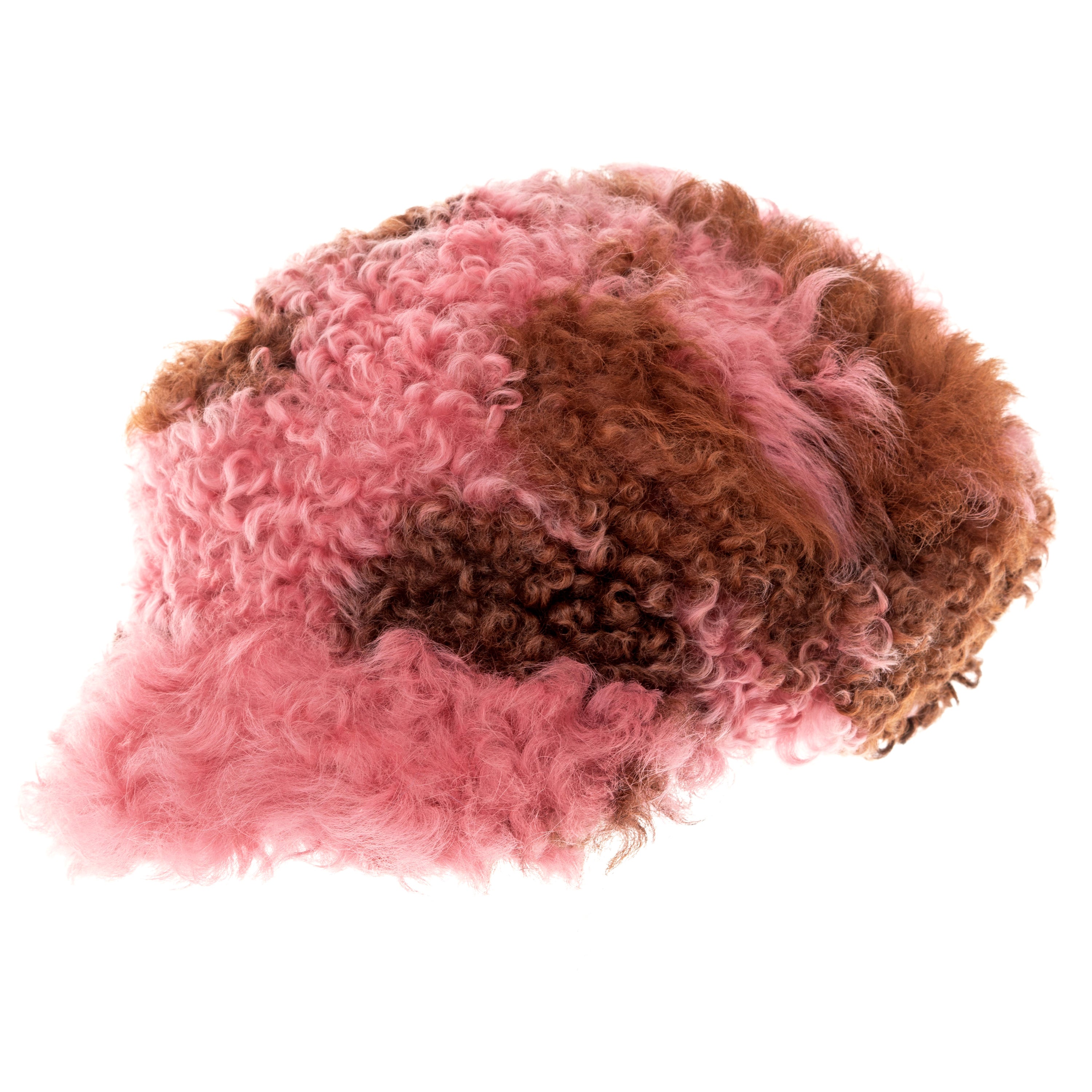 Prada pink and brown curly shearling 'newsboy' hat, fw 2017