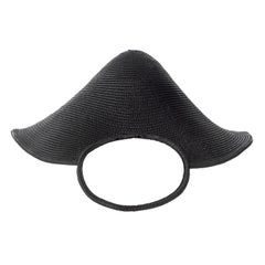 Paco Rabanne x Regis Haute Couture black straw hat with vinyl visor, ss 1994