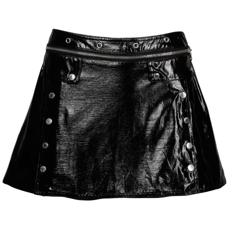 Micro mini skirts portland or D G Dolce Gabbana Black Wet Look Patent Leather Vinyl Grommets Micro Mini Skirt At 1stdibs