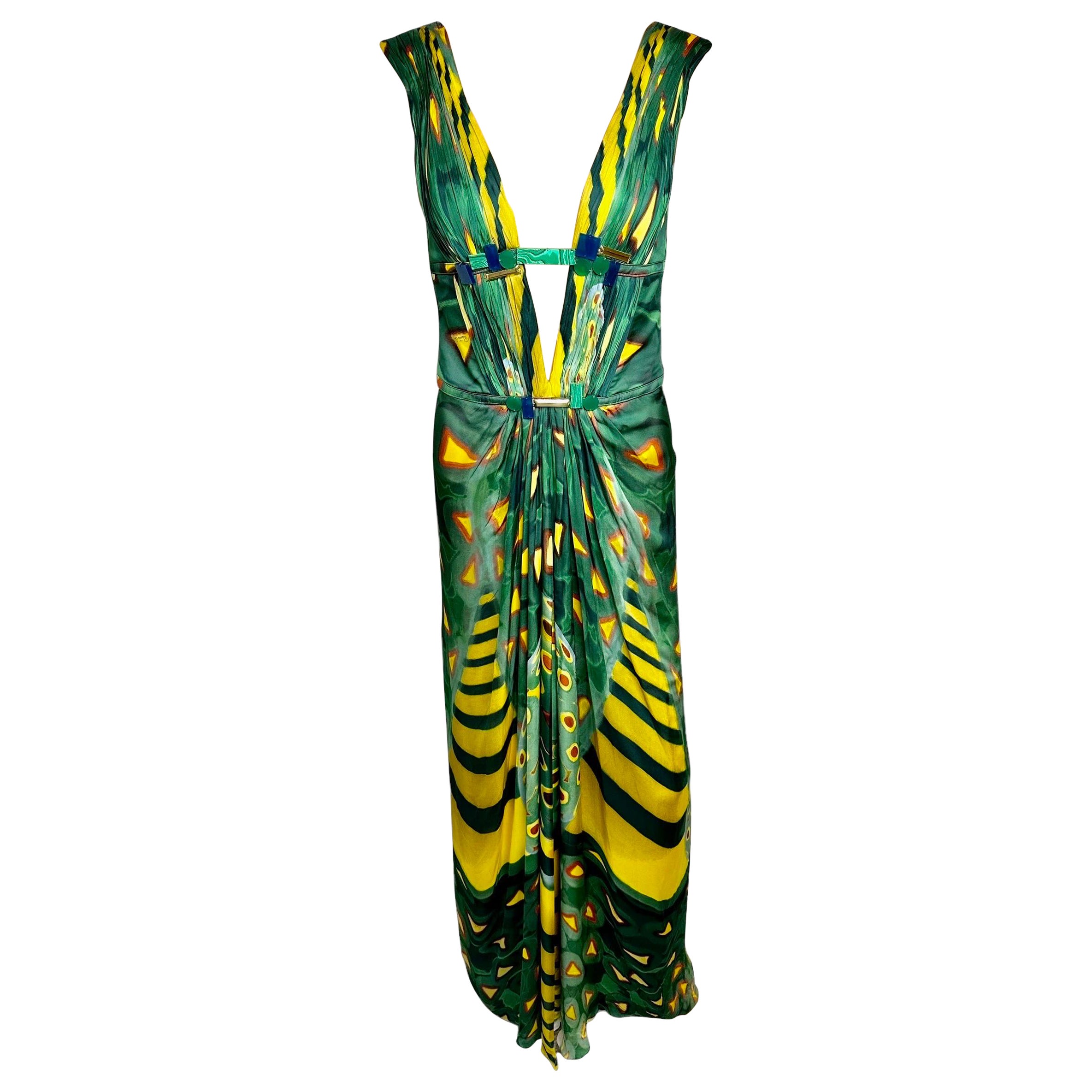 Roberto Cavalli S/S 2009 Plunging Neckline Open Back Evening Dress Gown For  Sale at 1stDibs