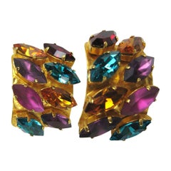 Vintage Dominique Aurientis Rhinestone Earrings 1980s