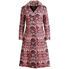 1960s Retro Utah Tailoring Mills Red Tapestry Carpet Coat