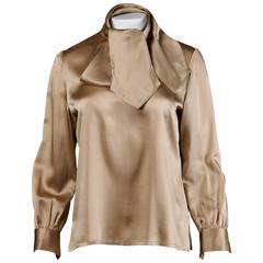 Bill Blass Vintage Silk Blouse with an Ascot Bow Tie or Sash 7