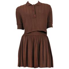 Alaia Brown Knit Shorts Ensemble