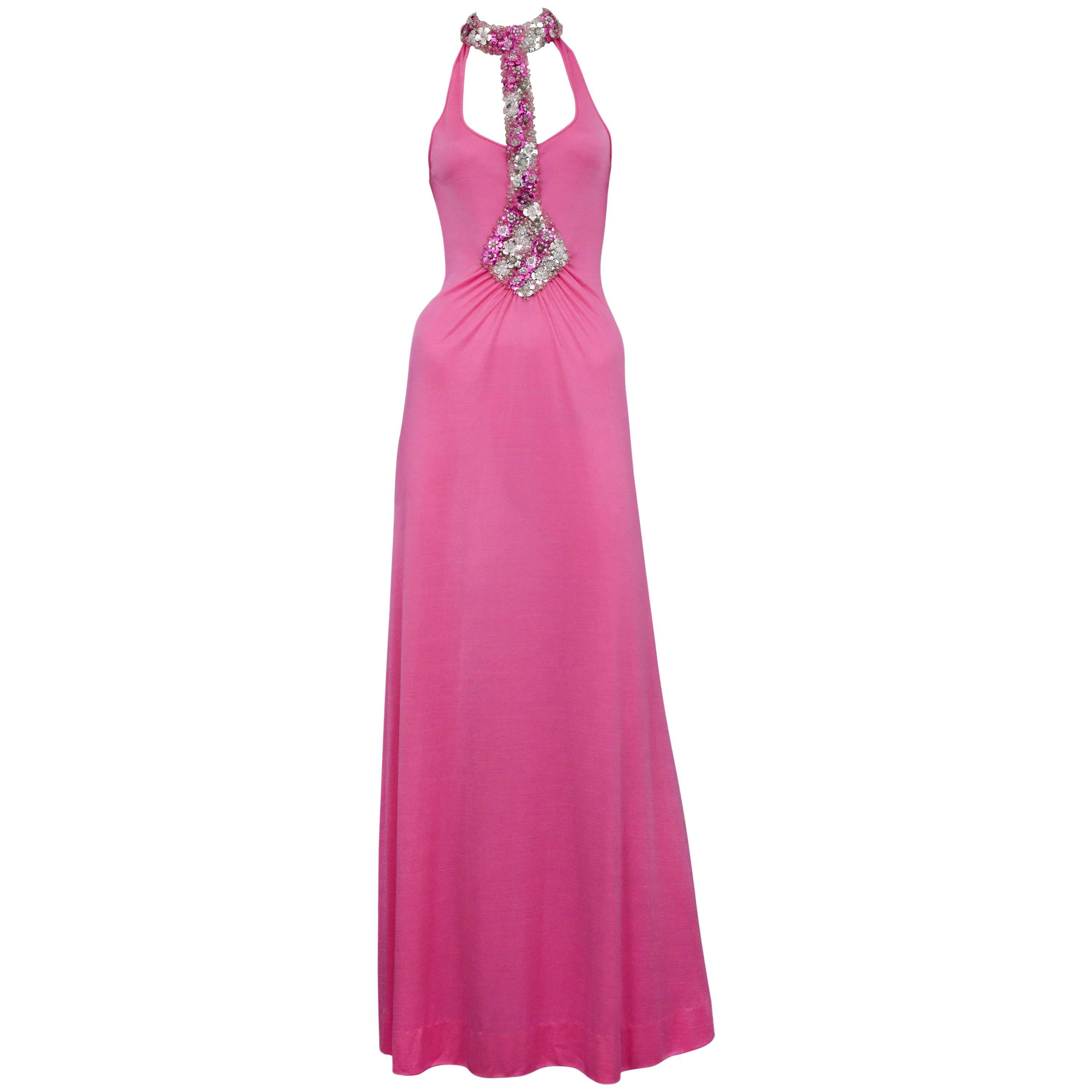 Azzaro Pink Beaded Gown