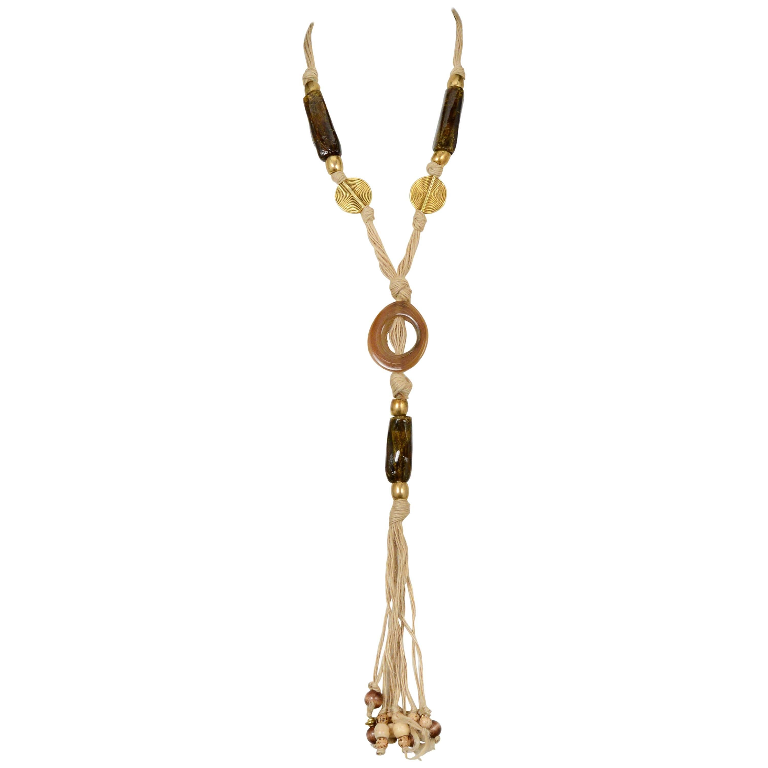 Yves Saint Laurent Twine Beaded Necklace For Sale