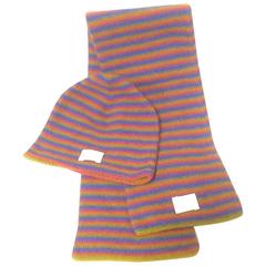 Hermes 100% Cashmere kids, baby scarf and hat in multiple color stripe