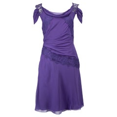 Pre-Loved Alberta Ferretti Women's Multi Layer Round Neck Dress with Lace Detail