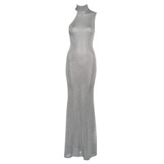 Vintage Gianni Versace silver knitted rayon evening dress, fw 1996