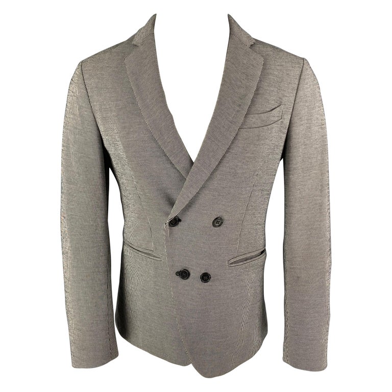 JOHN VARVATOS Size 36 Black Beige Pinstripe Cotton Polyester Sport Coat