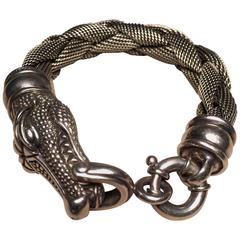 Vintage Kieselstein Cord sterling silver mesh alligator bracelet 1988