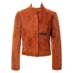 Vintage Prada orange curly shearling jacket, fw 1999