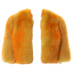 Used Dolce & Gabbana two-tone orange and lime fox fur cropped jacket, fw 1999