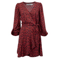 Iro - Robe midi rouge et noire à imprimé léopard pour femme