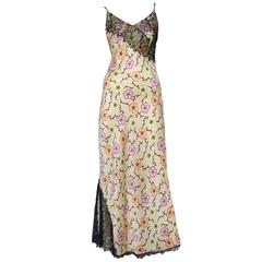 Chanel Cream and Floral Black Lace Slip Gown at 1stDibs