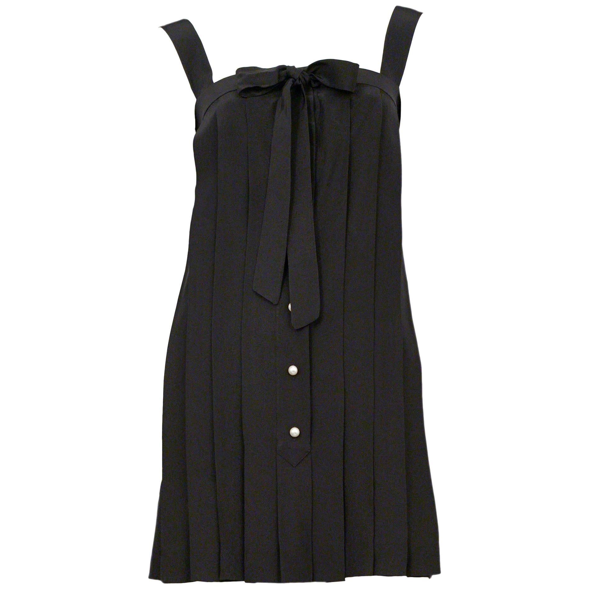 Chanel Black Pleated Mini Dress